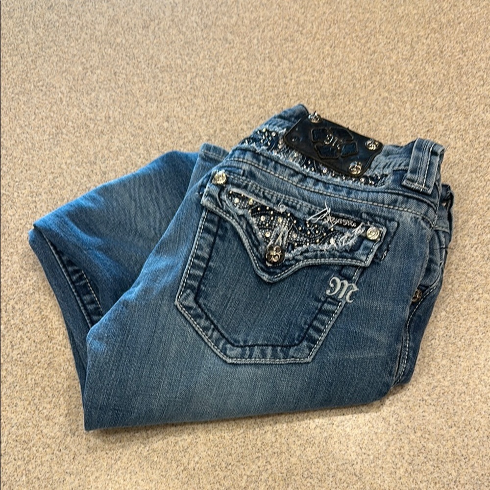 Miss me, boot cut Women's Blue Embellished Jeans size 28